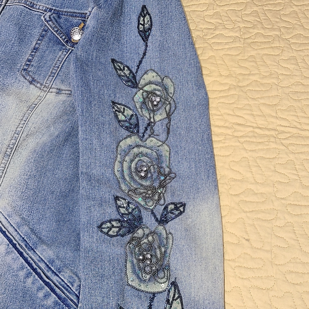 Vintage Kaity floral denim jacket size L - Picture 3 of 11